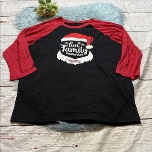 Santas Village Red and Black Fun Family Memories Raglan Shirt sz L